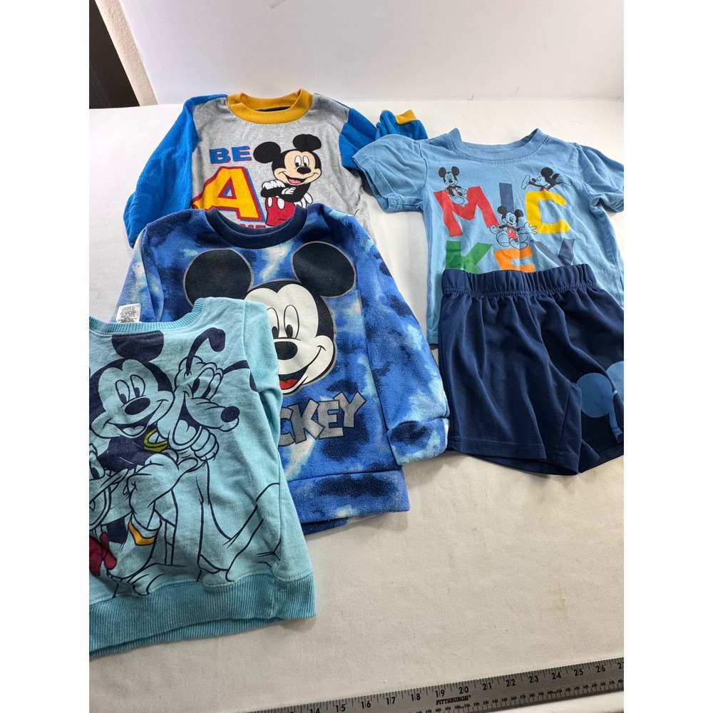 Disney Mickey Mouse Toddler Boys 4T Clothing Lot 5pc Sweatshirts Shirt Shorts